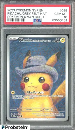 2023 Pokemon SVP EN Pokemon X Van Gogh #085 Pikachu with Grey Felt Hat PSA 10 - Image 1