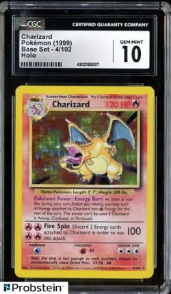 1999 Pokemon Base Set #4/102 Charizard Holo CGC 10 GEM MINT - Image 1