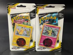 Lot of (2) Pokemon TCG Sun & Moon Team Up Pikachu & Mimikyu Single Pack Blister - Image 1