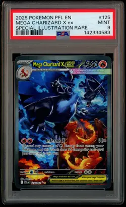 2025 Pokemon PFL EN Special Illustration Rare #125 Mega Charizard X ex PSA 9 - Image 1