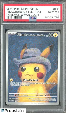 2023 Pokemon SVP EN Pokemon X Van Gogh #085 Pikachu with Grey Felt Hat PSA 10 - Image 1