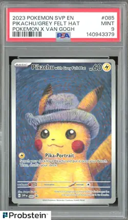 2023 Pokemon SVP EN Pokemon X Van Gogh #085 Pikachu with Grey Felt Hat PSA 9 - Image 1