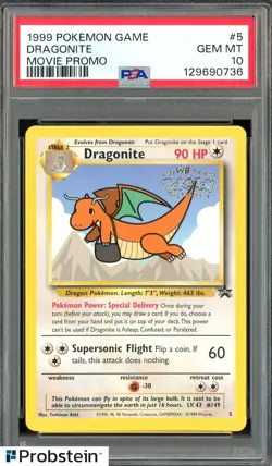 1999 Pokemon Game WB First Movie Stamp Movie Promo #5 Dragonite PSA 10 GEM MINT - Image 1