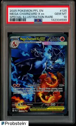 2025 Pokemon PFL EN Special Illustration Rare #125 Mega Charizard X ex PSA 10 - Image 1