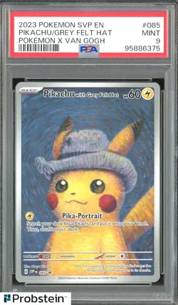 2023 Pokemon SVP EN Pokemon X Van Gogh #085 Pikachu with Grey Felt Hat PSA 9 - Image 1