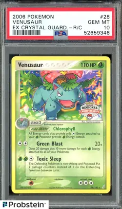2006 Pokemon Ex Crystal Guardians #28 Venusaur Regional Chmap. Stamp PSA 10 - Image 1