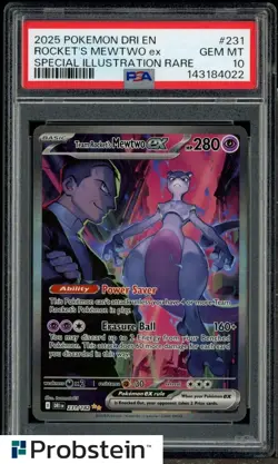 2025 Pokemon DRI EN Special Illustration Rare #231 Rocket's Mewtwo ex PSA 10 - Image 1
