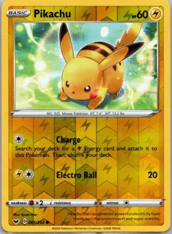 Pokemon TCG Pikachu 65/202 Sword Shield Rev Holo NM - Image 1