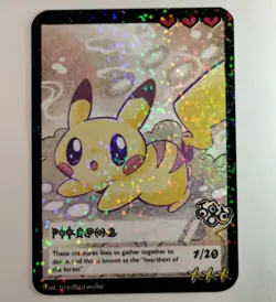 Pikachu TiredbutWoke Pokemon Rainbow Holo non-TCG Rare - Image 1