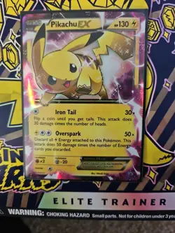 Pokemon TCG Pikachu EX XY84 Black Star Promo Holo Visible Wear - Image 1