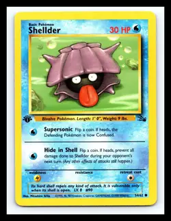 💥 SHELLDER 1st Edition Fossil 1999 Rare Non Holo Foil Pokemon Vintage # 54/62 - Image 1