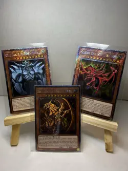 Konami Yu-Gi-Oh! Obelisk Slifer Ra Platinum Rare 1st Edition 3 Card Lot English - Image 1