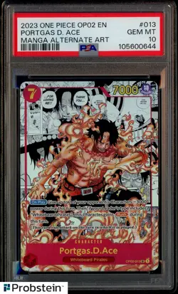 2024 One Piece PRB01 English Manga Alt Art #013 Portgas D. Ace PSA 10 GEM MINT - Image 1
