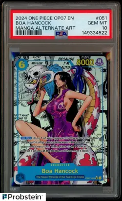 2024 One Piece OP07 En Manga Alternate Art #051 Boa Hancock PSA 10 GEM MINT - Image 1
