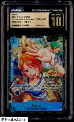 2025 One Piece Tournament Promos #OP09-050 Nami Regional Top 64 CGC 10 PRISTINE - Image 1