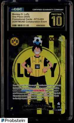 2025 ONE PIECE PROMOS BVB X MATCH DAY 2025 #003 MONKEY D. LUFFY CGC 10 PRISTINE - Image 1