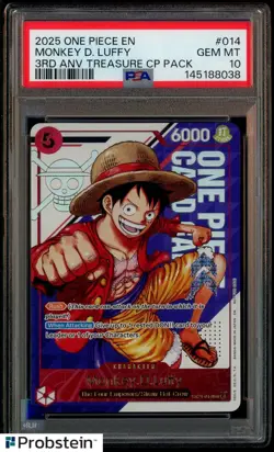 2025 One Piece En 3rd Anniversary Treasure CP Pack #014 Monkey D. Luffy PSA 10 - Image 1