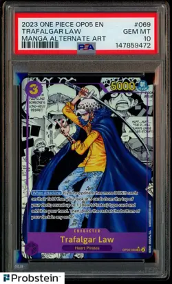 2023 One Piece OP05 Manga Alternate Art #069 Trafalgar Law PSA 10 GEM MINT - Image 1