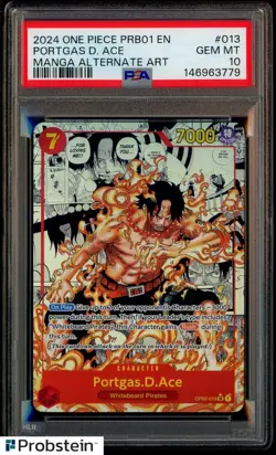 2024 One Piece PRB01 English Manga Alt Art #013 Portgas D. Ace PSA 10 GEM MINT - Image 1