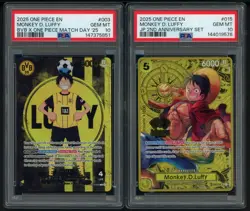 2025 One Piece Monkey D. Luffy JP 2nd Anv Set + BVB Promo #003 PSA 10 Lot (2) - Image 1