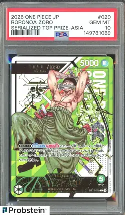 One Piece TCG Roronoa Zoro Serial Asia PSA 10 OP12-020 - Image 1
