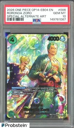 One Piece TCG Roronoa Zoro SP PRB02-006 PSA 10 - Image 1