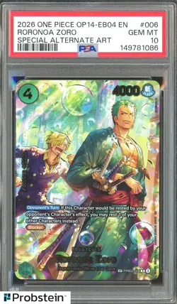 One Piece TCG Roronoa Zoro SP PRB02-006 PSA 10 - Image 1