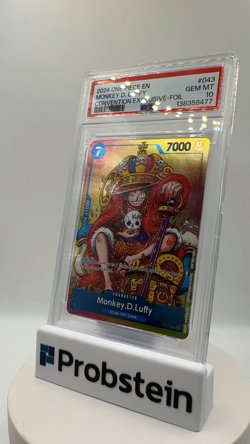 2024 One Piece EN Convention Exclusive Foil #043 Monkey D. Luffy PSA 10 GEM MINT - Image 2