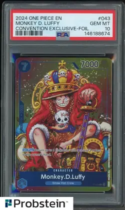 2024 One Piece EN Convention Exclusive Foil #043 Monkey D. Luffy PSA 10 GEM MINT - Image 1