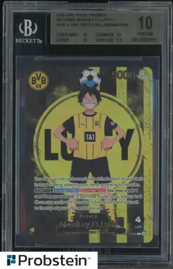 2025 ONE PIECE PROMOS BVB X ONE PIECE MATCH DAY 2025 #003 MONKEY D. LUFFY BGS 10 - Image 1