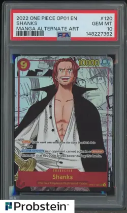 2022 One Piece OP01 EN Manga Alternate Art #120 Shanks PSA 10 GEM MINT - Image 1