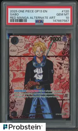 2025 One Piece OP13 EN Red Manga Alternate Art #120 Sabo PSA 10 GEM MINT - Image 1
