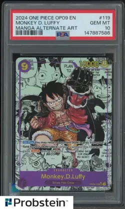 2024 One Piece OP09 EN Manga Alternate Art #119 Monkey D. Luffy PSA 10 GEM MINT - Image 1