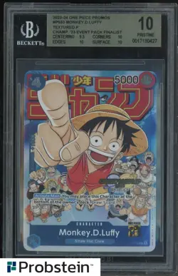 2022-24 One Piece Promos P033 Monkey D Luffy Textured Chmp Event Finalist BGS 10 - Image 1