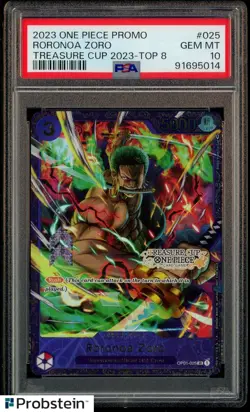 2023 One Piece Promo #025 Roronoa Zoro Treasure Cup 2023 Top 8 PSA 10 GEM MINT - Image 1