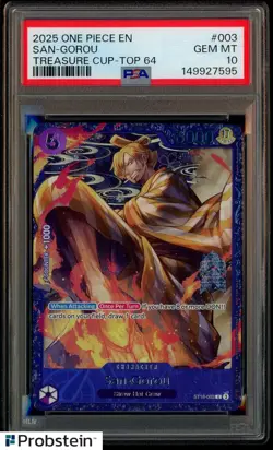 2025 One Piece EN Treasure Cup Top 64 #003 San-Gorou PSA 10 GEM MINT - Image 1