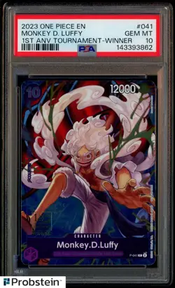 2023 One Piece EN 1st Anniversary Tournament Winner #041 Monkey D Luffy PSA 10 - Image 1