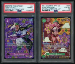 One Piece OP08 Jewelry Bonney OP09 Zoro-Juurou Special Alternate Art PSA 10 - Image 1