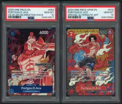 One Piece Portgas D. Ace CS25-26 Celebration Special Alt Art OP08 PS A10 Lot (2) - Image 1