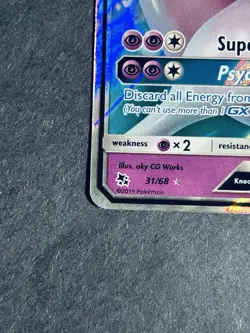 Mewtwo GX 31/68 Hidden Fates Holo Ultra Rare Pokemon Card NM - Image 5