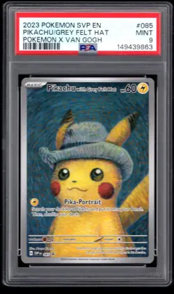 2023 POKEMON SVP EN PIKACHU FELT HAT X VAN GOGH 085 PSA 9 MINT 2A - Image 1