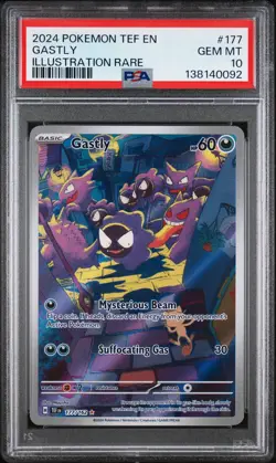 2024 POKEMON TEF EN-TEMPORAL FORCES ILLUSTRATION RARE #177 GASTLY PSA 10 - Image 1