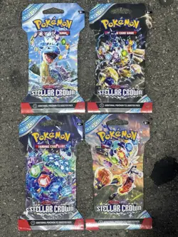 Pokemon TCG: Scarlet And Violet Stellar Crown x4 Sleeved Booster Packs Art Set - Image 1