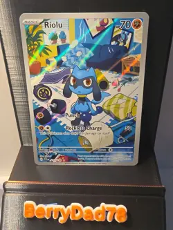 Riolu 215/198 Scarlet & Violet Base Set Holo Full Art Pokemon TCG NM - Image 1