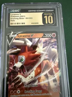 CGC Pristine 10 Pokemon Lycanroc V Evolving Skies Ultra Rare Full Art Holo - Image 2