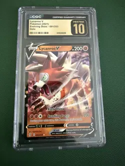 CGC Pristine 10 Pokemon Lycanroc V Evolving Skies Ultra Rare Full Art Holo - Image 3