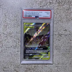 Espeon & Deoxys GX Tag Team SM240 BSP Promo Rare Pokemon Card PSA 9 MINT - Image 1