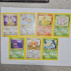 Pokemon Legendary set 7 Card Lot Regular 2002 Meowth Fearow Charmander Grimer LP - Image 1