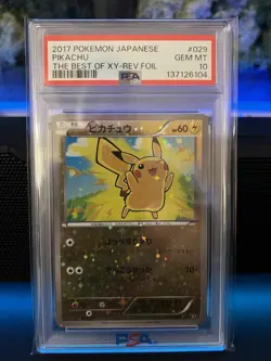 Pikachu 2017 The Best Of XY Reverse Foil Japanese Pokemon Card PSA 10 - Image 1