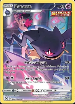 Banette TG07/TG30 SWSH11: Lost Origin Trainer Gallery Pokemon NM - Image 1